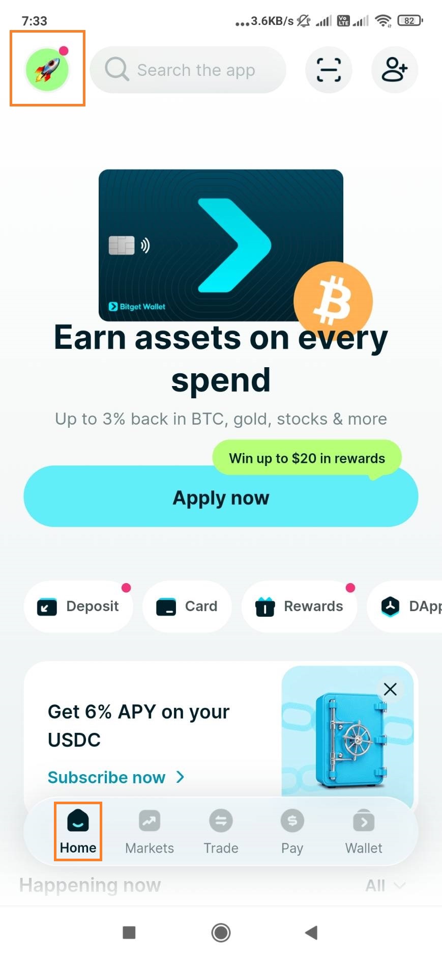 ปุ่มสมัครใช้บัตร Bitget Wallet Card