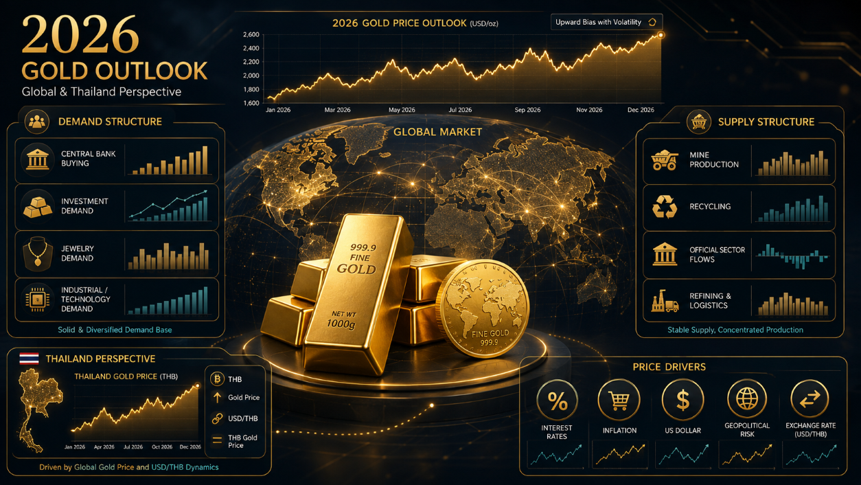 ราคาทองคำ 2026, ราคาทองโลก, ตลาดทองคำ, วิเคราะห์ทองคำล่าสุด, วิเคราะห์ทองคำโลก, ราคาทอง 2026, ราคาทองไทย 2026